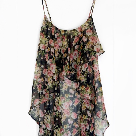 UNIF Semi-Sheer Floral High Low Hem Crop Top - Picture 7 of 7